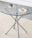Round Glass-Top Dining Table with Crossed Metal Legs - 2