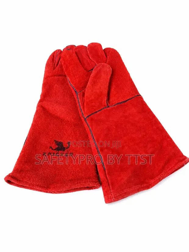 Premium Red Leather Welding Gloves - 1