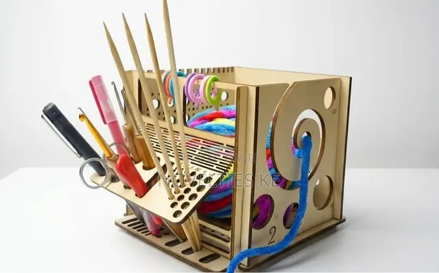 DIY All-in-One Wooden Yarn Bowl Crochet Organizer - 1