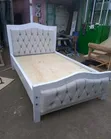 Luxury Diamond-Tufted Wooden Bed Frame - White 4x6 - 2
