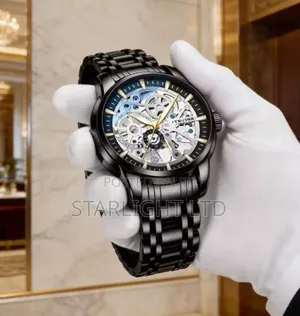 TEVISE Fully Hollow Skeleton Self-Winding Men's Sport Watch