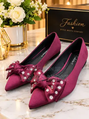 Viatu vya Maroon Flats vya Ubora wa Juu
