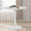 Modern White Marble Finish Round Dining Table - 2