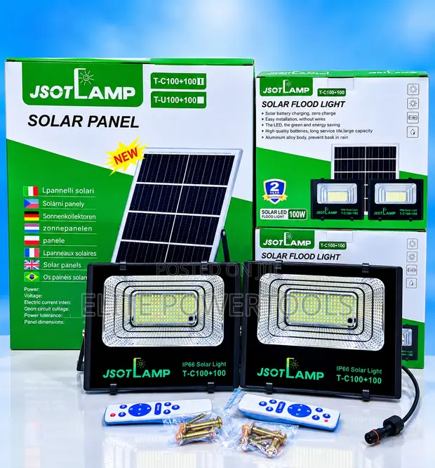 2-in-1 100W Solar Floodlights zenye Remote - 1