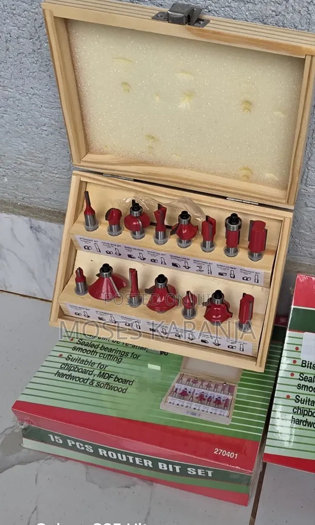 15-Piece 8mm Shank Router Cutter Bit Set - 1
