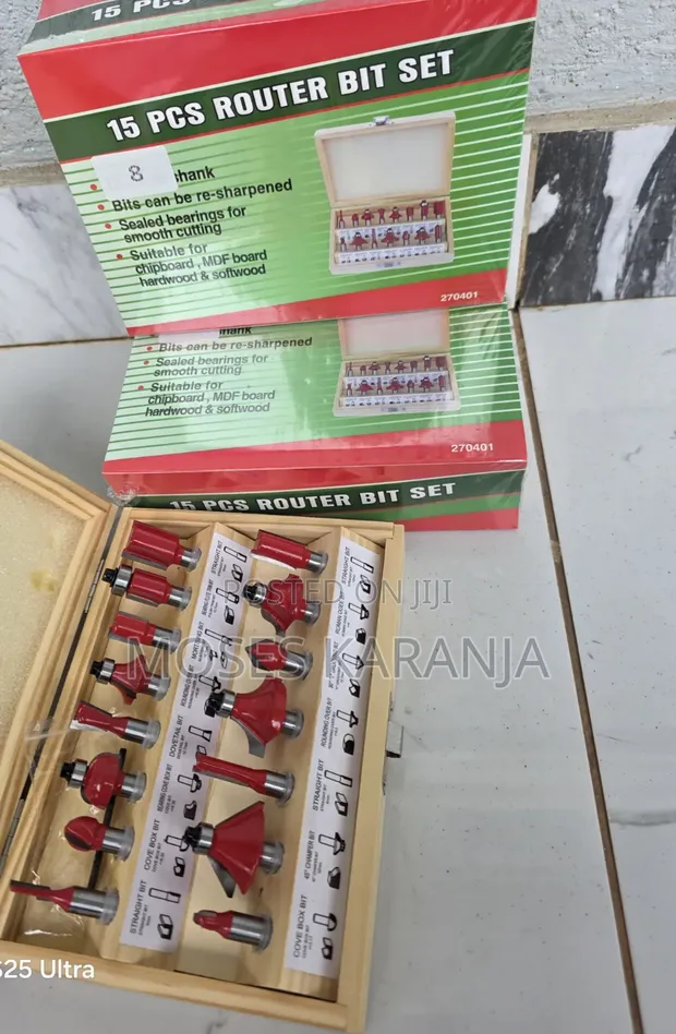 15-Piece 8mm Router Cutter Set for Woodworking - 1