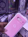 Pink Google Pixel 8 Liquid Silicone Case yenye Microfiber Lining - 2