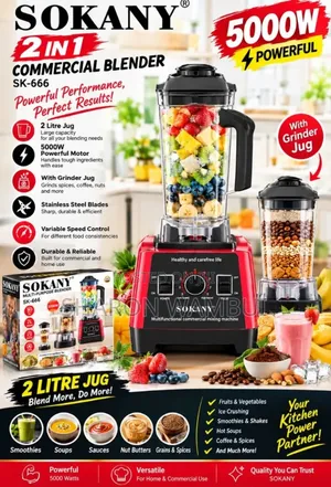 New Sokany 5000W 2-in-1 Commercial Blender