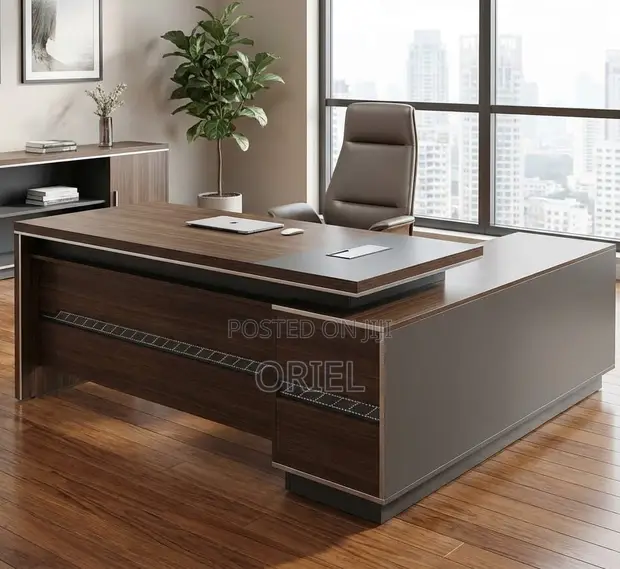 1.8m L-Shaped Executive Office Desk - Brown - 1