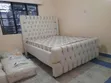 Brand New Luxury White Velvet Chesterfield Bed Frame with Gold Accents - 1