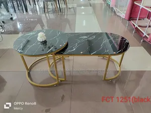2-in-1 Marble Nesting Coffee Table (Glass Effect)
