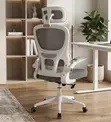 White Ergonomic Office Chair - Adjustable Height, Mesh Back - 2