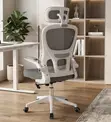 White Ergonomic Office Chair - Adjustable Height, Mesh Back - 3
