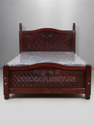 Kitanda cha Mbao ya Mahogany Rangi ya Kahawia Giza 5x6