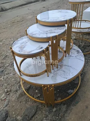Meza ya Kahawa ya Marumaru ya Utendaji 4-in-1