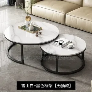 Modern Luxury 2-in-1 Marble Nesting Tables with Black Stand