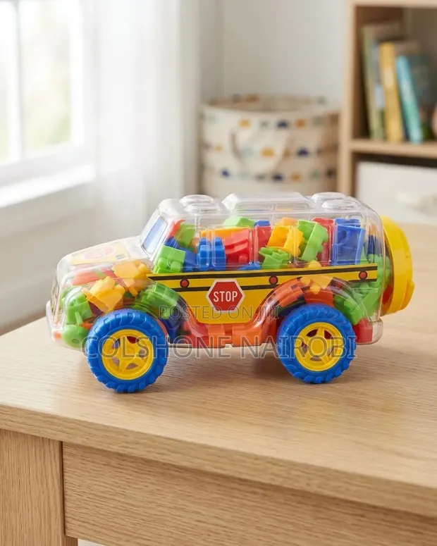 Kids Interlocking Building Blocks Set in SUV Car Storage - 1