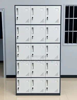 15-Door Steel Locker Cabinet - Office/School Storage