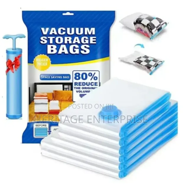 6pcs Vacuum Storage Bags with Suction Pump - 1