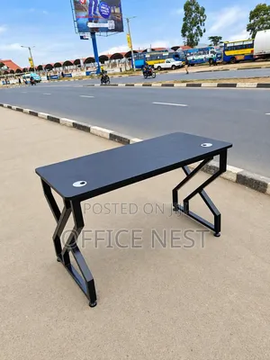 Modern Office Desk with Cable Management - Black