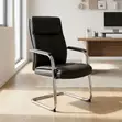 Leather Padded Visitor Seat - Black - 3