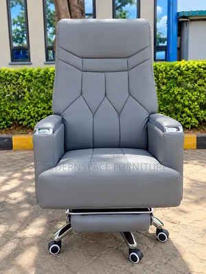 Executive Reclining Office Chair - Premium Grey Leather