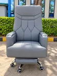 Executive Reclining Office Chair - Premium Grey Leather - 2