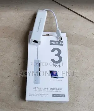 USB-C to LAN Adapter with 3 USB Ports