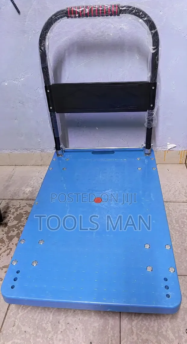Heavy Duty Folding Platform Push Trolley Cart - Blue - 1