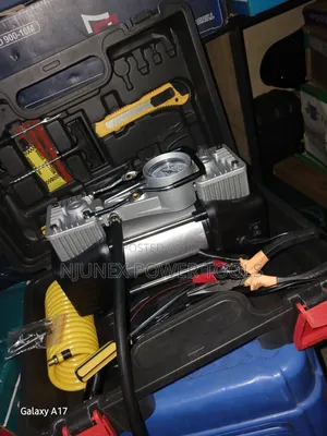 12V Double-Cylinder Car Air Compressor & Tire Repair Kit