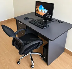 Modern Executive Office Desk with Drawers & Chair