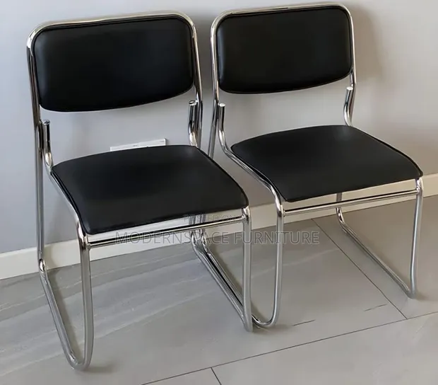 Modern Chrome Visitor Chairs - Black - 1