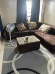 Living Room Set: L-Shaped Sofa, Ottoman, Carpet, Curtains & Heater - 2
