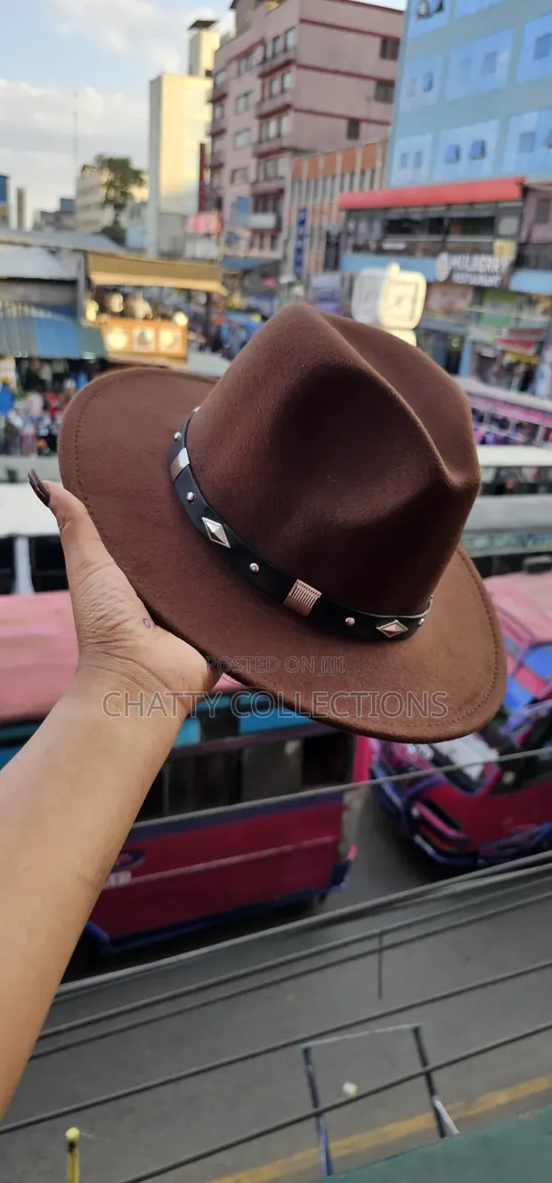 Coffee Brown Unisex Widebrim Fedora Hat - 1