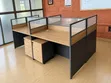 Brown 4-Way Modern Cluster Workstation yenye Privacy Screens na Drawers - 2