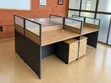Brown 4-Way Modern Cluster Workstation yenye Privacy Screens na Drawers - 4