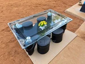 Modern Glass Coffee Table Set with 4 Stools