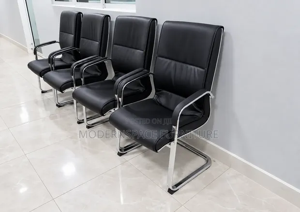 Modern Black Executive Visitor Chairs - Leather - 1