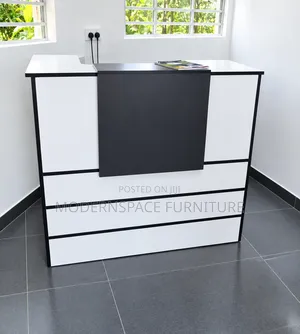 Modern 1m Reception Desk - Black & White Office Counter