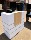 Modern 1m Reception Desk - Black & White Office Counter - 3