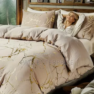 Gold Marble Duvet Cover Set
