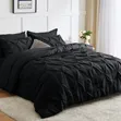 Pinch Pleat Pintuck Duvet Cover Set - 4