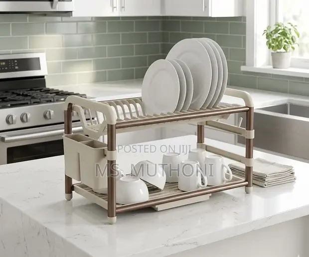 2-Tier Aluminum Dish Drying Rack na Drainer - 1