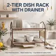 2-Tier Aluminum Dish Drying Rack na Drainer - 2