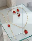 Ladies Crystal Ring Bracelet Earrings Necklace Jewellery Set - 2