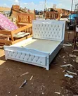 Elegant 5x6 White Painted Wooden Bed Frame - 1