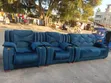 Semi Recliner Sofa - 5 Seater, Bluu - 2