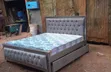 Elegant Grey 5x6 Bed with Storage Drawer and Mattress - 1