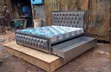 Elegant Grey 5x6 Bed with Storage Drawer and Mattress - 2