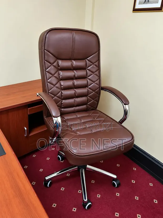 Kiti cha Ofisi cha Brown Leather Executive - 1